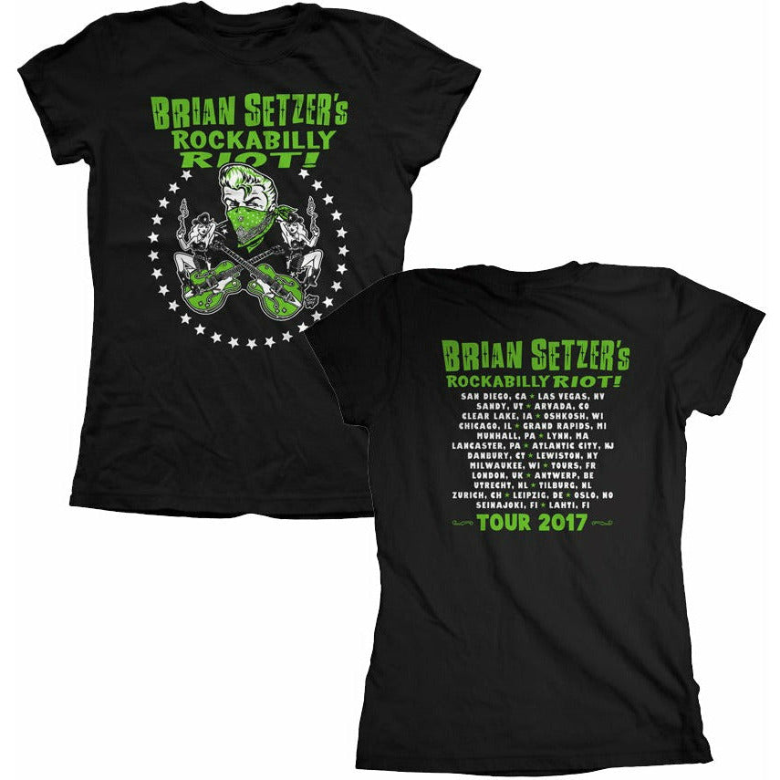 Brian Setzer - Ladies Rockabilly Riot Summer 2017 Tour T-Shirt - Black