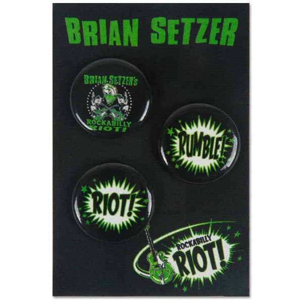 Brain Setzer Orchestra - Rockabilly Riot 4 Button Set