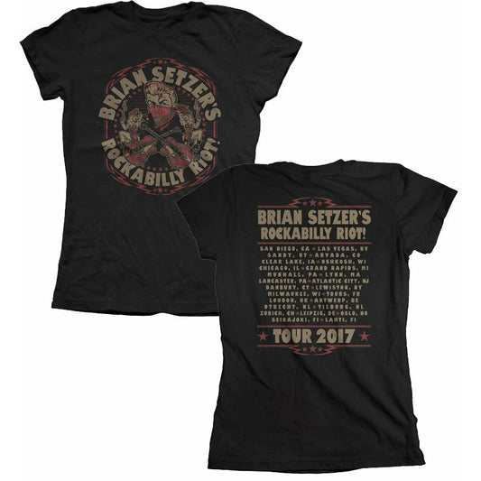 Brian Setzer - Nashvillain Logo Ladies Summer 2017 Tour T-Shirt - Black
