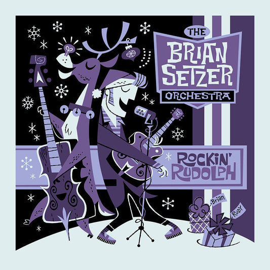 Brian Setzer - Rockin Rudolph Hand Screened Poster - Purple